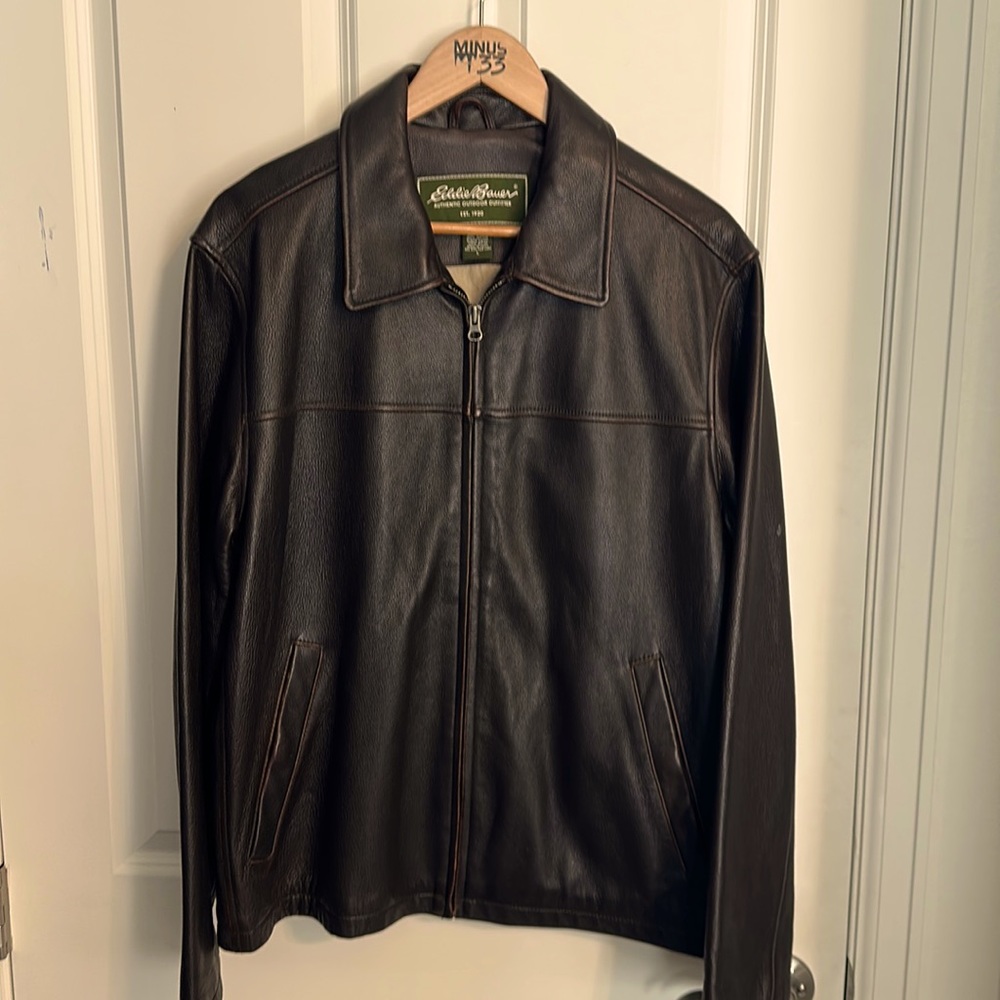 Distressed leather jacket